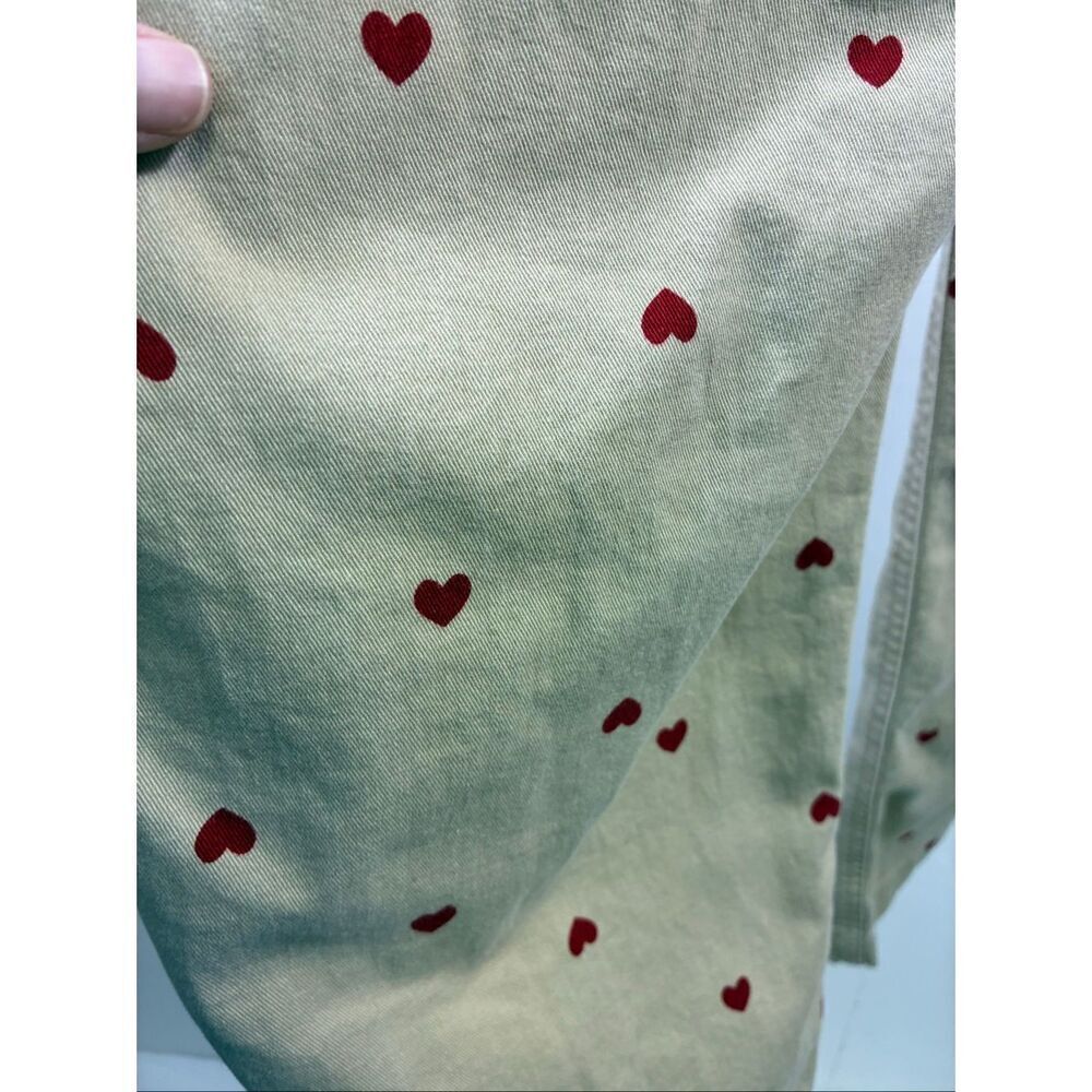 J Crew High Rise Girlfriend Chino Pants in Khaki with Hearts Print Size 6 - Picture 7 of 9